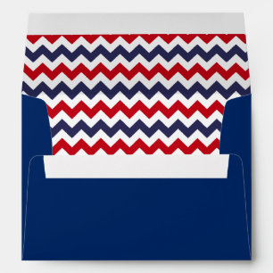 Enveloppe bleue avec papier Chevron bleu blanc rou