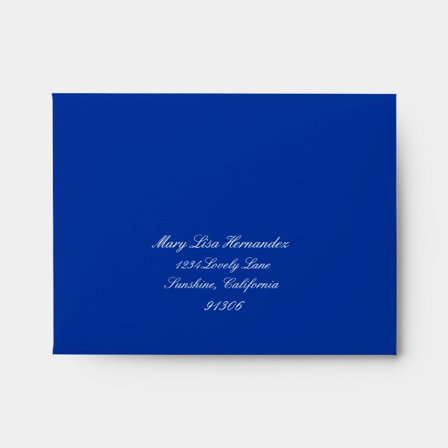 Enveloppe bleue d'adresse de retour pour RSVP (Devant)