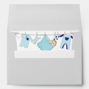 Enveloppe bleue de baby shower de bébé mignon