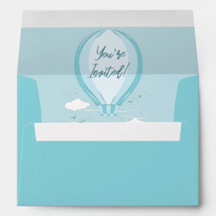 Enveloppe bleue du Baby shower de ballon à air cha