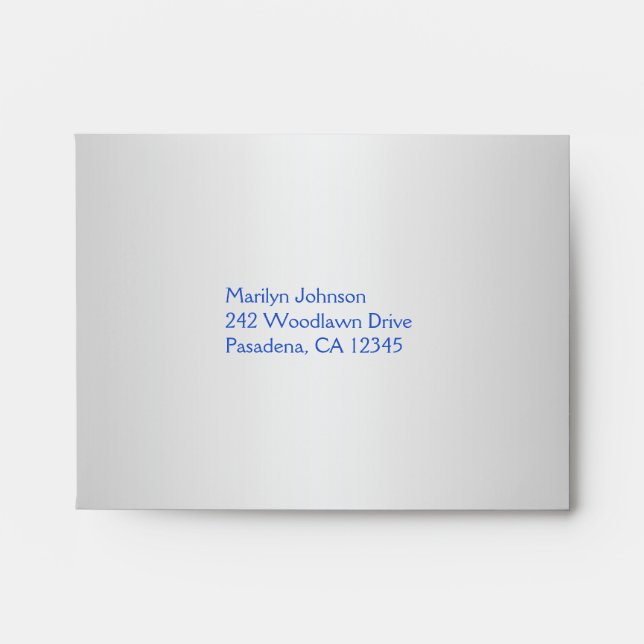 Enveloppe bleue et argent de cobalt pour carte de  (Devant)