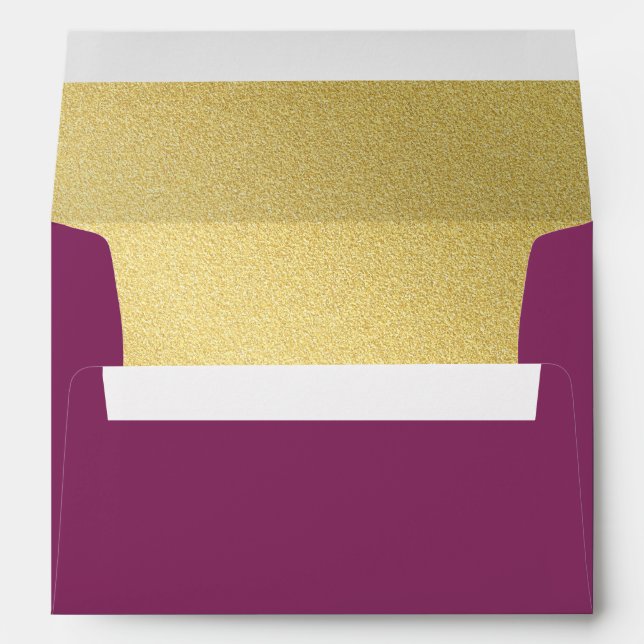 Enveloppe Bloc de couleur d'aubergine et d'or (Dos (Bas))