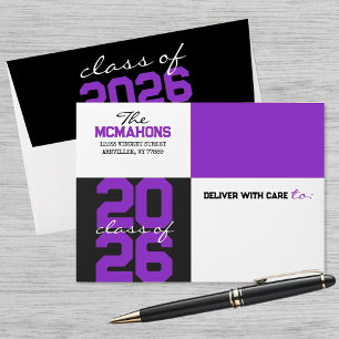 Enveloppe Bloc de couleur noir violet Adresse de retour Dipl