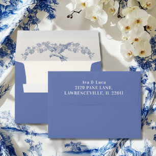 Enveloppe Blue Chinoiserie Floral Botanique Mariage