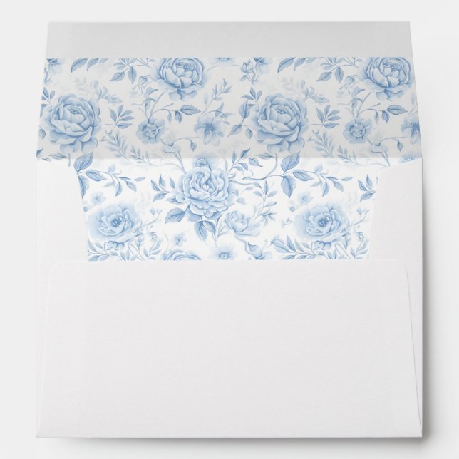 Enveloppe Blue Chinoiserie Porcelain Mariage Floral Envelopp (Dos (Bas))