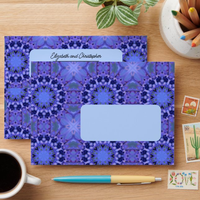 Enveloppe Blue Geometric Pattern Custom Return Address (Desk)