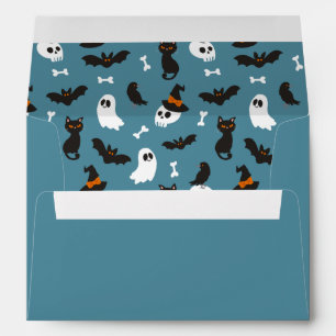 Enveloppe Blue Ghosts Skuls Ravens Cats Halloween Party