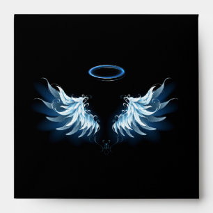 Enveloppe Blue Glowing Angel Wings on black background