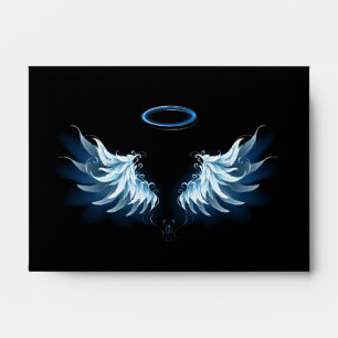 Enveloppe Blue Glowing Angel Wings on black background
