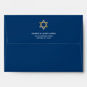 Enveloppe Blue Gold Star of David Adresse de retour A7