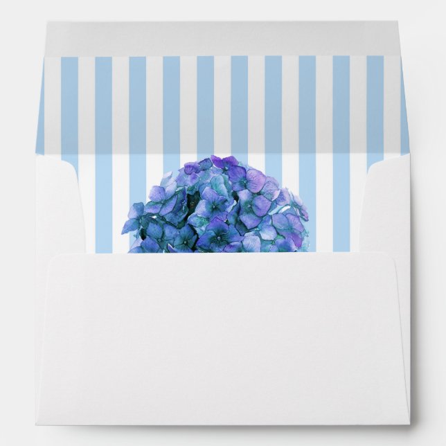 Enveloppe Blue Hydrangea & Stripes Floral été (Dos (Bas))