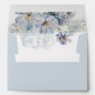 Enveloppe Blue hydrangeas floral aquarelle mariage élégant