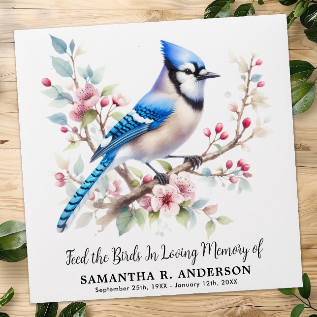 Enveloppe Blue Jay Bird Seed Packets Memorial Funeral Favori (Créateur téléchargé)
