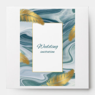 Enveloppe Blue Liquid Marble Wedding Invitation | Premium El