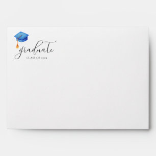Enveloppe Blue Modern Script Graduation Adresse de retour
