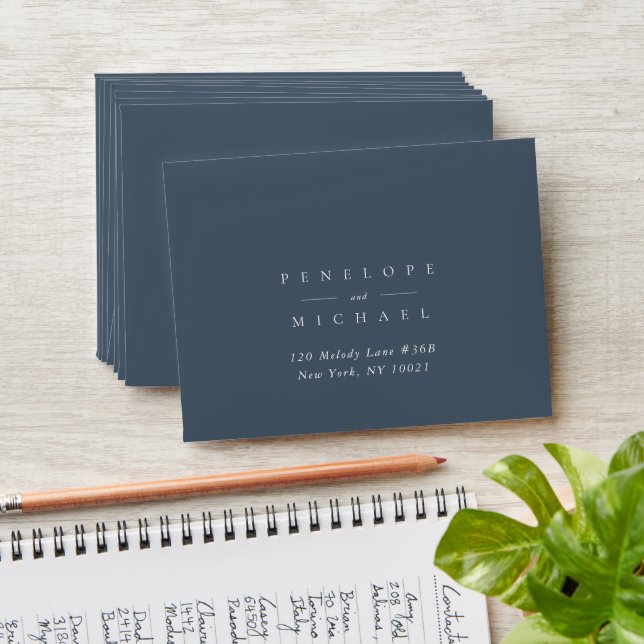 Enveloppe Blue New York City Mariage auto-adresse RSVP (Stacked)