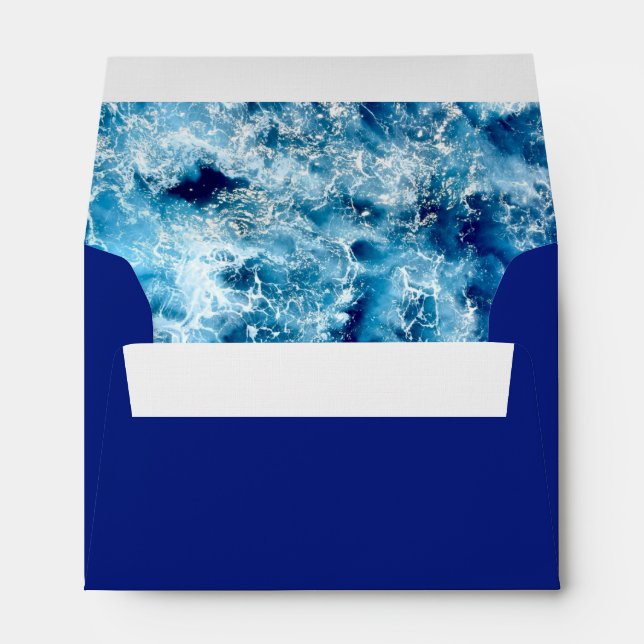 Enveloppe Blue Ocean Water Mariage Card (Dos (Bas))