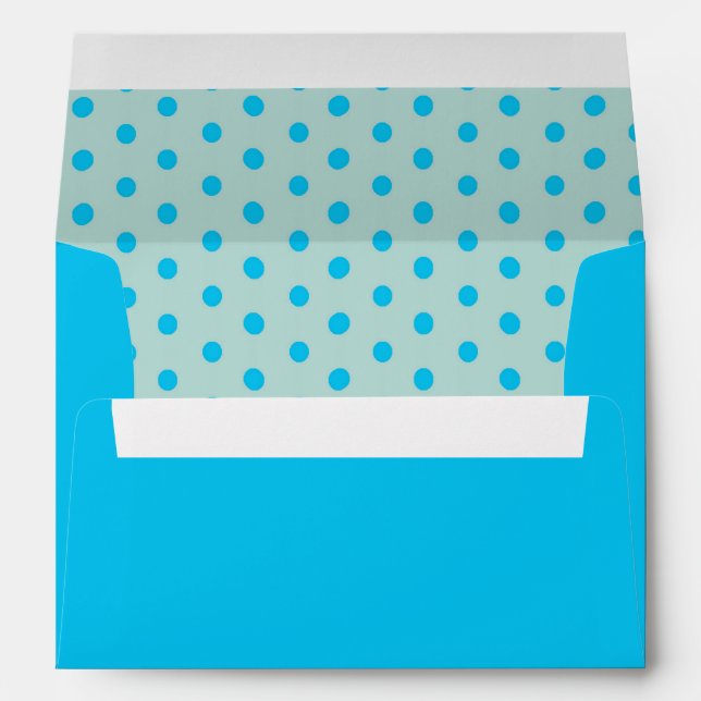 Enveloppe Blue Outside Blue et Aqua Polka Dot (Dos (Bas))