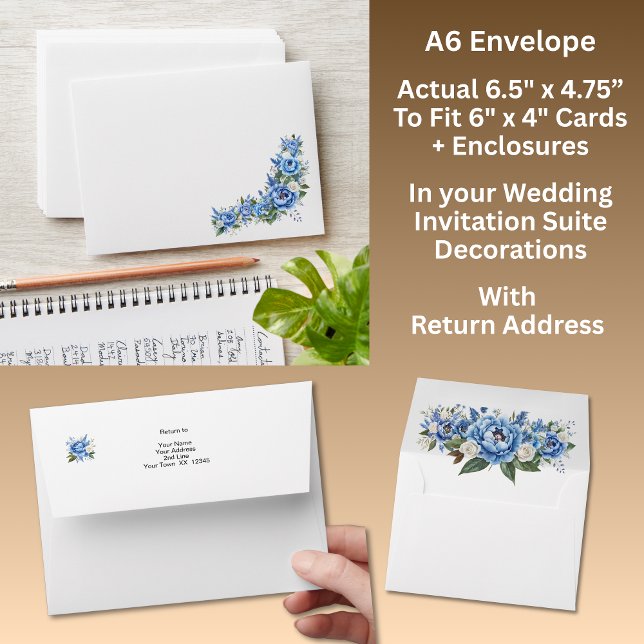 Enveloppe Blue Peony Mariage Suite A6 (Créateur téléchargé)