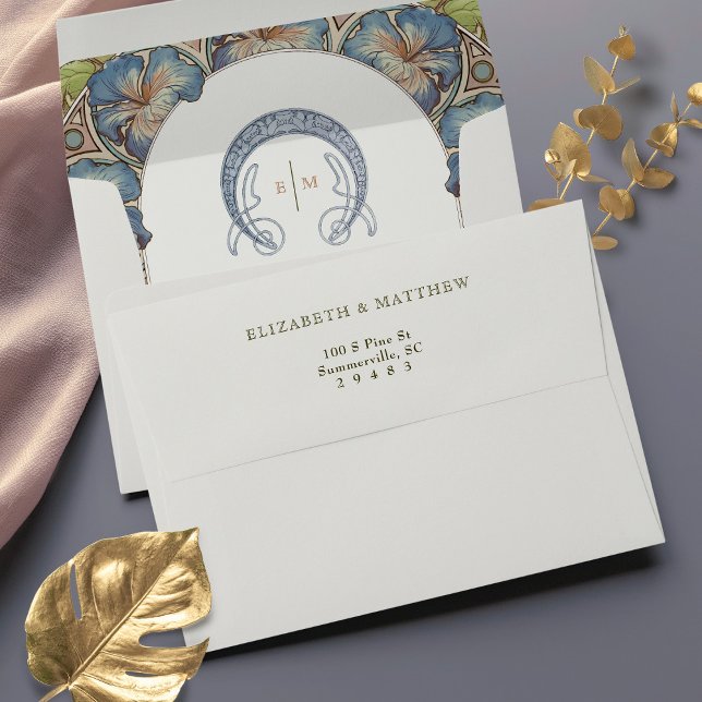 Enveloppe Blue Petunia Art Nouveau Vintage (Créateur téléchargé)