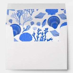 Enveloppe Blue Seashells Motif Beach Party de mariage Person