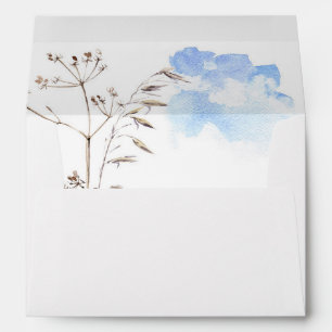 Enveloppe Blue Sky Rustic Floral séché Herbes Mariage de fle