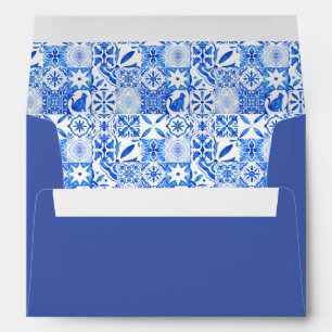 Enveloppe Blue tile Lemon mariage soirée italienne thème