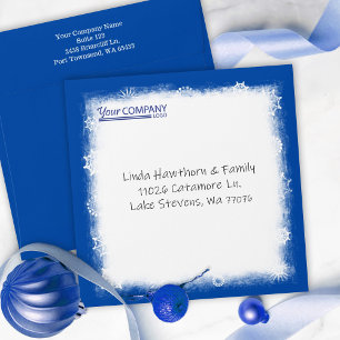 Enveloppe Blue White Snowflakes Company Logo Pré-adressé