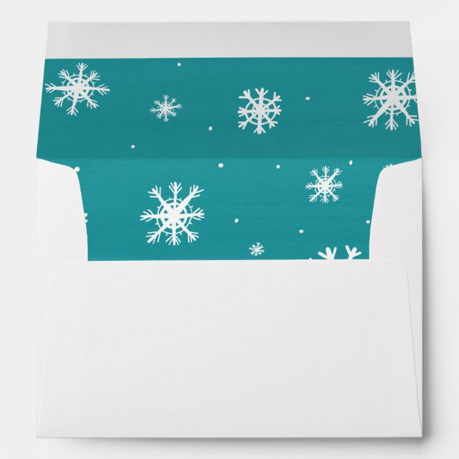 Enveloppe Blue White Snowflakes Retourner l'adresse Noël (Dos (Bas))