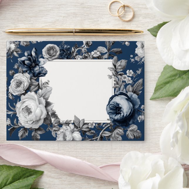 Enveloppe Blues modernes et Mariage floral gris (Wedding)