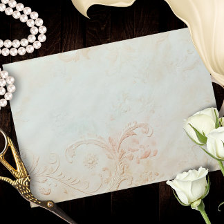 Enveloppe Blush Aqua Baroque Heart Lace Texture