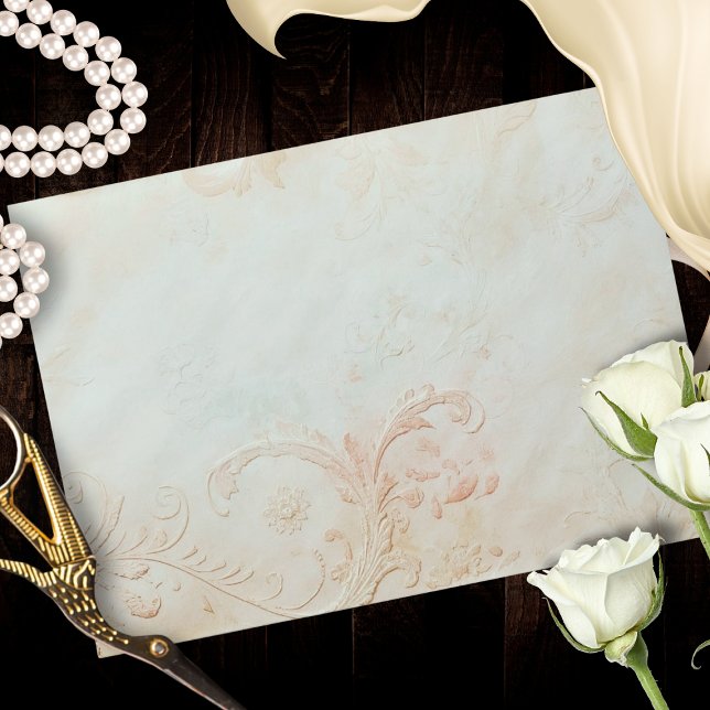 Enveloppe Blush Aqua Baroque Heart Lace Texture (Créateur téléchargé)