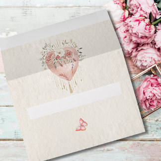 Enveloppe Blush Baroque Floral Heart & Butterfly Valentines