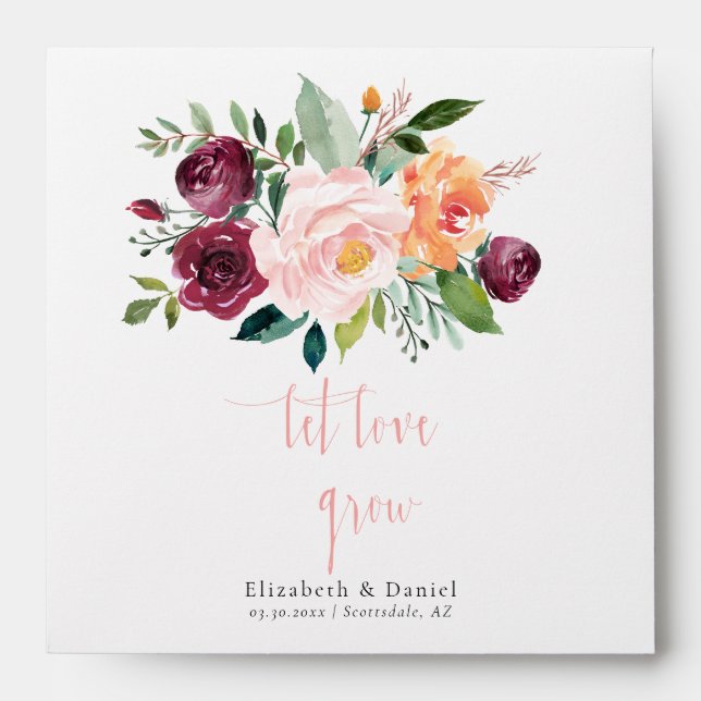 Enveloppe Blush Let Love Grow Boho Mariage Seed Packet (Devant)
