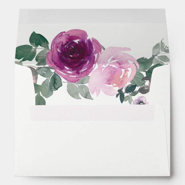 Enveloppe Blush Magenta Floral Bouquet Ivory Envelope (Dos (Bas))