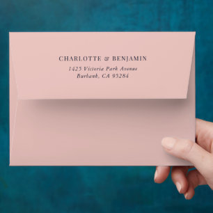 Enveloppe Blush Moderne Adresse de Retour de Mariage Bleu Nu