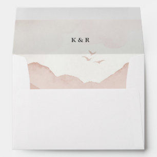 Enveloppe Blush Mountain Range - Mariage préadressé