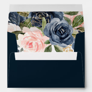 Enveloppe Blush & Navy Floral Toutes les occasions Mariage