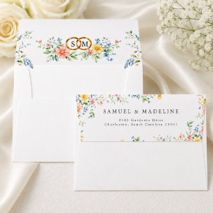 Enveloppe Blush Pastel Aquarelle Fleur de Champ Floral