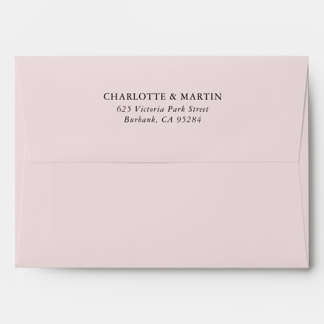 Enveloppe Blush Pink Black and White Strips Adresse de retou (Dos (Haut rabat))