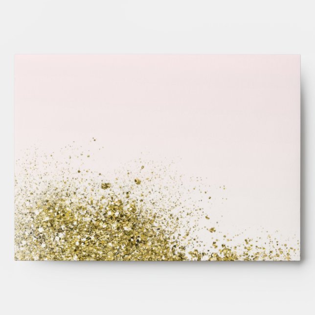 Enveloppe Blush Pink Gold Faux Parties scintillant Glitzy Om (Devant)