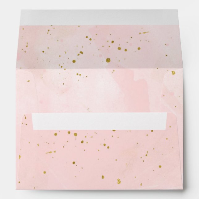 Enveloppe Blush Pink Gold Splatter Faire-part de mariage mod (Dos (Bas))