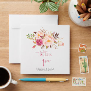 Enveloppe Blush Pink Let Love Grow Boho Mariage Seed Packet