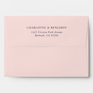 Enveloppe Blush Pink Navy Blue Modern Mariage Adresse de ret