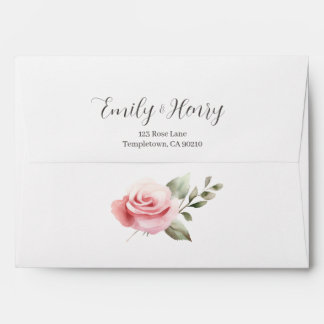 Enveloppe Blush Pink Rose Wedding Envelope