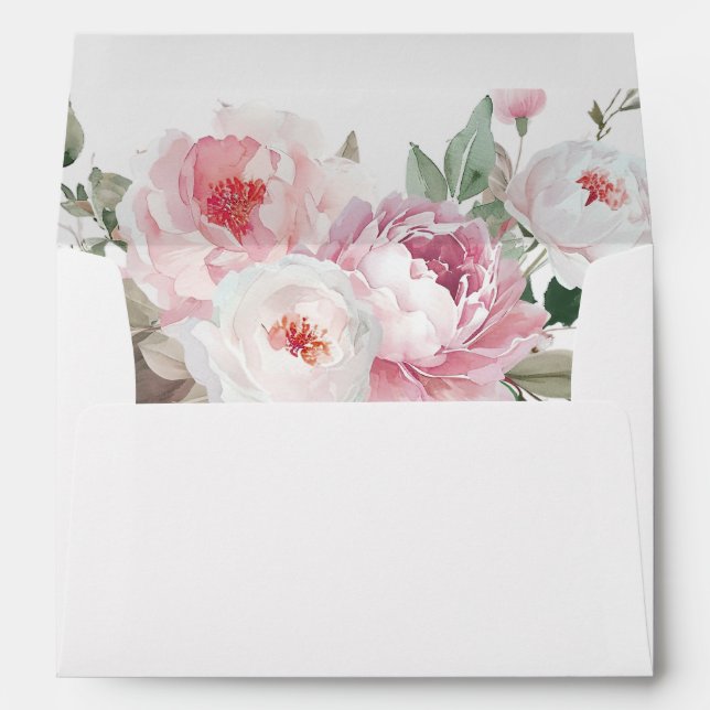 Enveloppe Blush & Rose Botanique Faire-part de mariage flora (Dos (Bas))