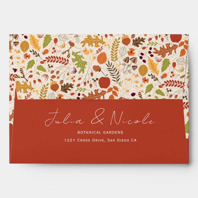 Enveloppe Bohème séché Rustique Floral Automne Falls Mariage (Dos (Haut rabat))