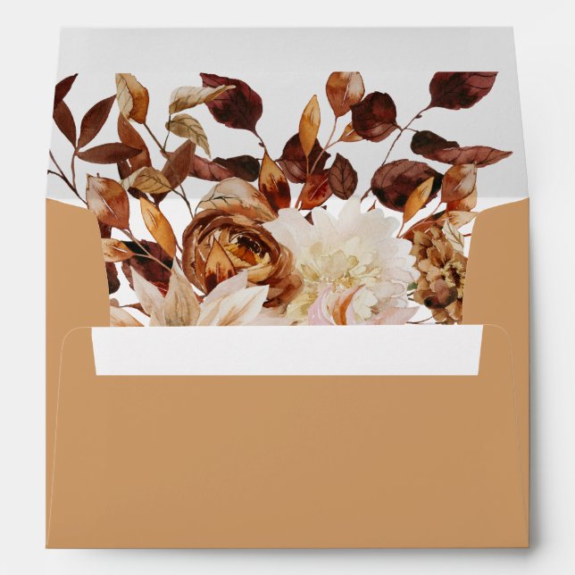 Enveloppe Bohème Terracotta Automne Floral Bural Orange (Dos (Bas))