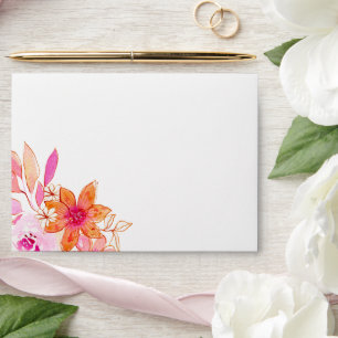 Enveloppe Boho Aquarelle rose Orange Fête des mariées