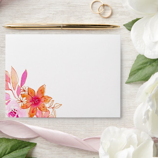 Enveloppe Boho Aquarelle rose Orange Fête des mariées (Wedding)